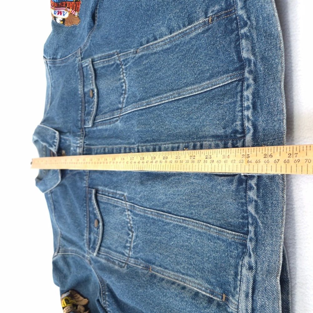 Calvin Klein Denim Jacket Blue L Harley Davidson Biker Trucker Vintage Patched - Picture 7 of 16